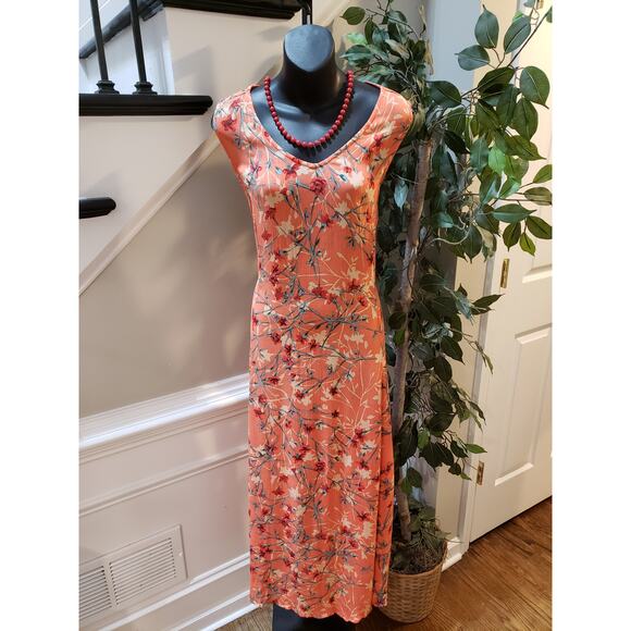 Woman Within Maxi Dress Women's 14/16 Multi Floral Stretch Sleeveless V Neck - Picture 1 of 12